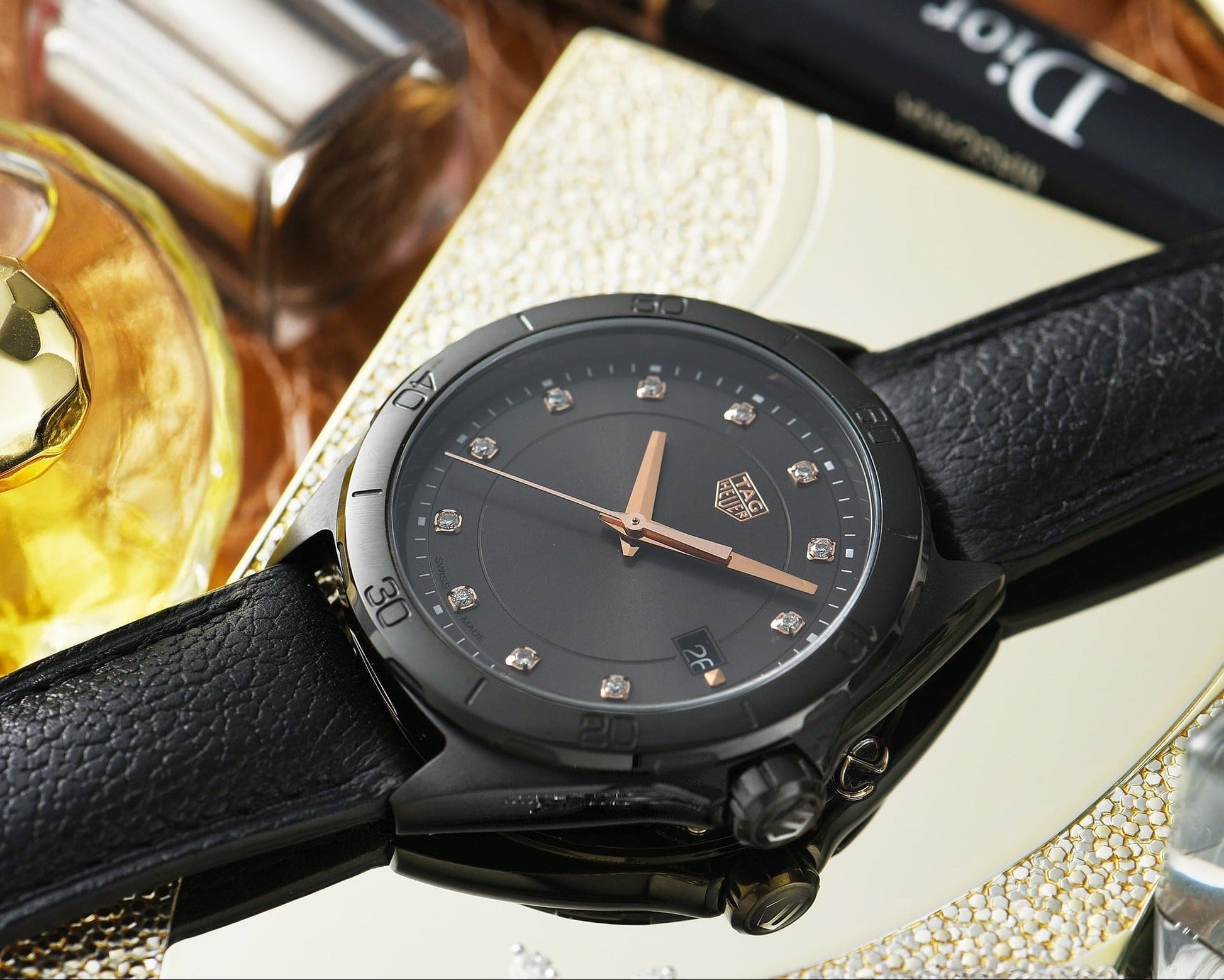 Tag Heuer Formula 1 Quartz Diamonds Black Dial Black Leather Strap Watch for Women - WBJ1317.FC8230