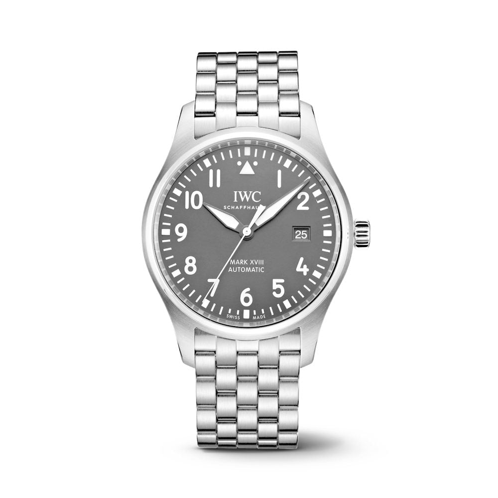 IWC Pilot’s Watch Mark XVIII Black Dial Silver Steel Strap Watch for Men - IW327015
