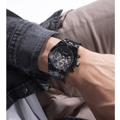 Guess Continental Chronograph Black Dial Black Mesh Strap Watch For Men - GW0582G3