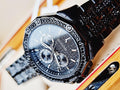 Bulova Octova Chronograph Black Crystal Dial Black Steel Strap Watch for Men - 98C134