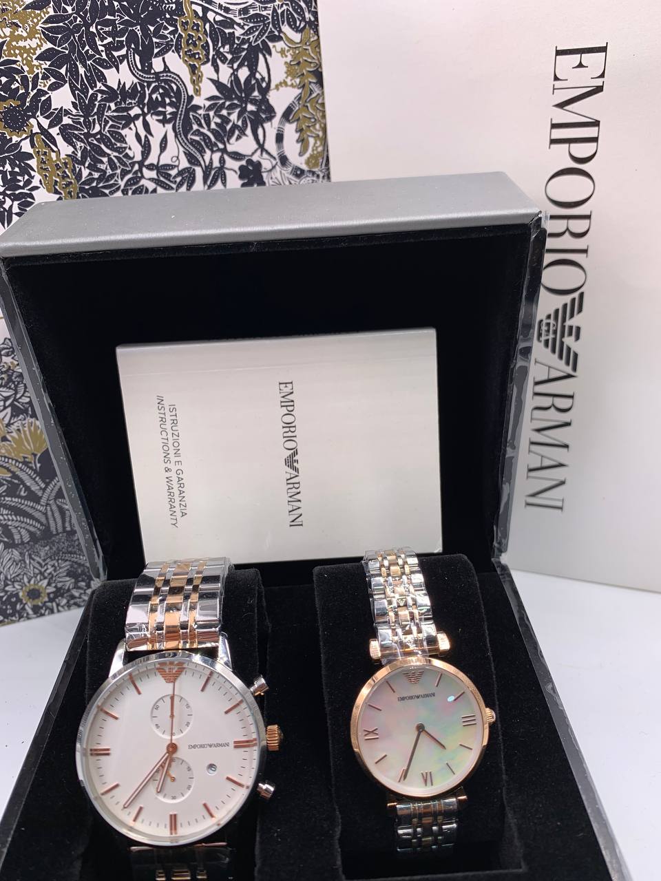 Emporio Armani Chronograph White Dial Two Tone Steel Strap Watch For Men - AR0399