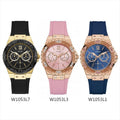 Guess Rose Gold Dial with Diamonds Pink Rubber Strap Watch For Women - W1053L3