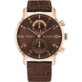 Tommy Hilfiger Kane Brown Dial Brown Leather Strap Watch for Men - 1710400