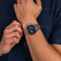 Tommy Hilfiger Evan Chronograph Blue Dial Silver Steel Strap Watch For Men - 1710409
