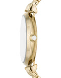 Emporio Armani Gianni T Bar Analog Crystals Gold Dial Gold Steel Strap Watch For Women - AR11608
