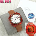 Fossil Candy White Dial Brown Leather Strap Watch for Women - ES3537