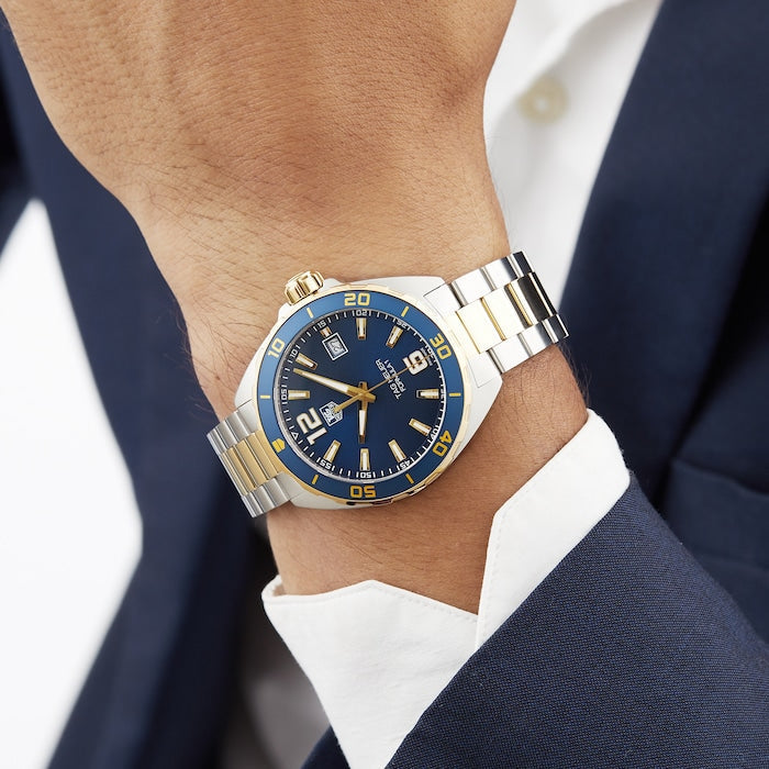Tag Heuer Formula 1 Analog Blue Dial Two Tone Steel Strap Watch for Men - WAZ1120.BB0879