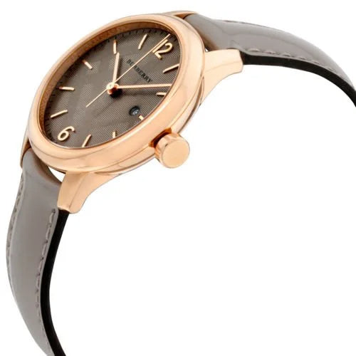 Burberry The Classic Quartz Grey Dial Grey Leather Strap Watch For Women - BU10119