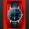 Tissot Carson Premium Powermatic 80 Blue Dial Blue Leather Strap Watch For Men - T122.407.16.043.00