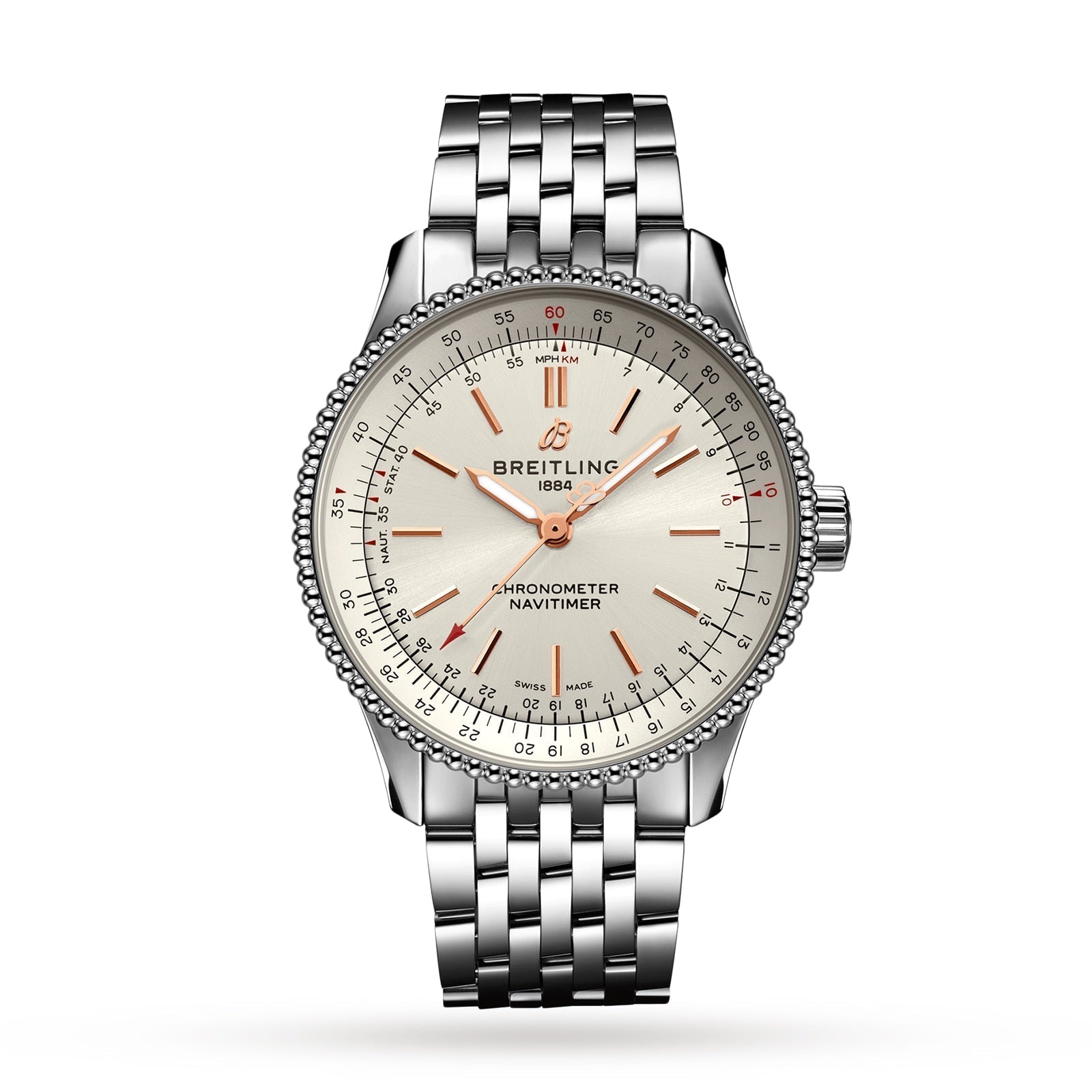 Breitling Navitimer Automatic 35 White Dial Silver Steel Strap Watch for Men - A17395F41G1A1