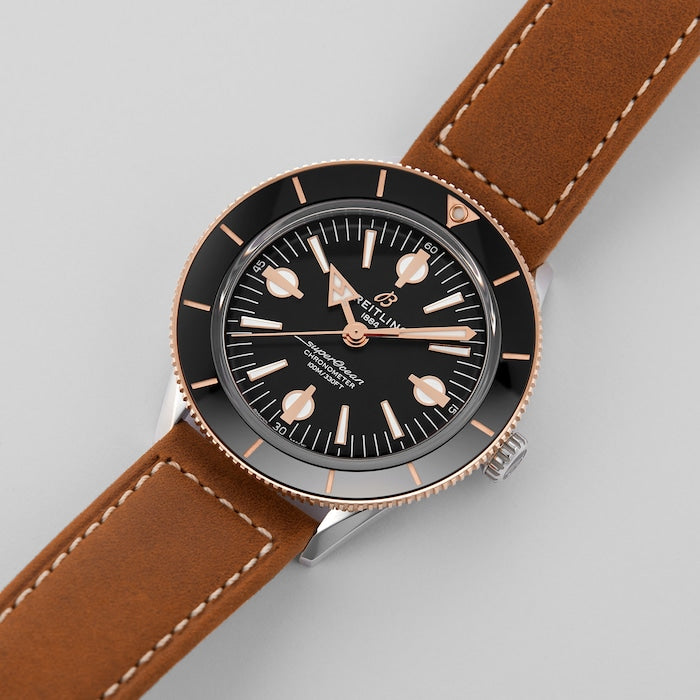 Breitling Superocean Heritage '57 Black Dial Brown Leather Strap Watch for Men - U10370121B1X1