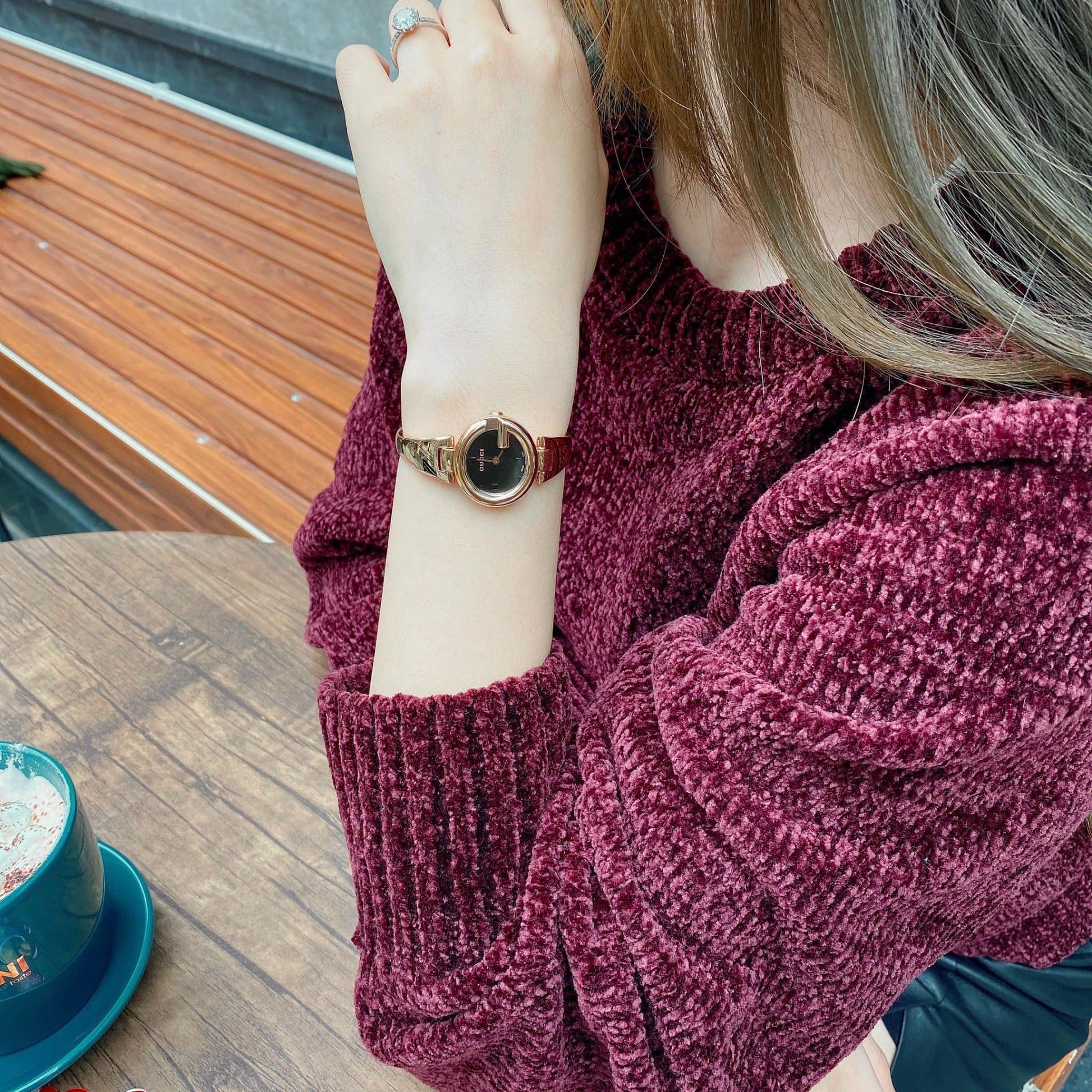Gucci Guccissima Collection Quartz Black Dial Rose Gold Steel Strap Watch For Women - YA134509
