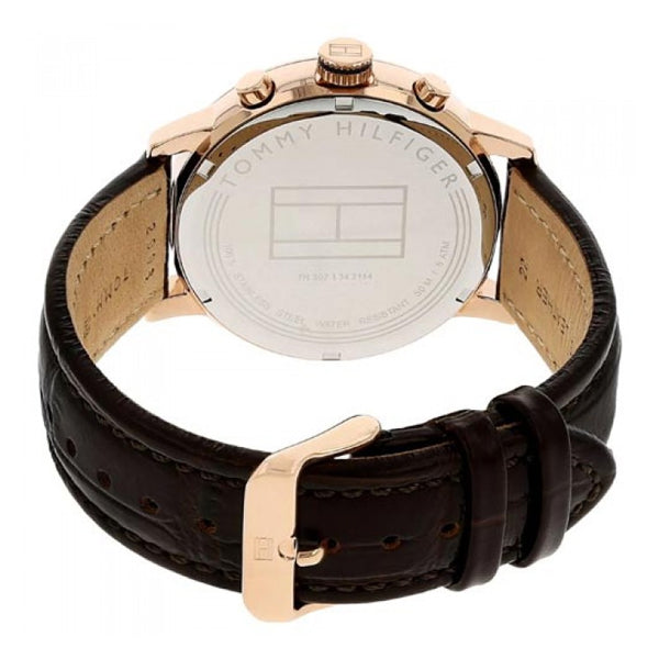 Tommy Hilfiger Aiden Quartz Blue Dial Brown Leather Strap Watch for Men - 1791308