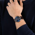 Tommy Hilfiger Aiden Quartz Blue Dial Brown Leather Strap Watch for Men - 1791308