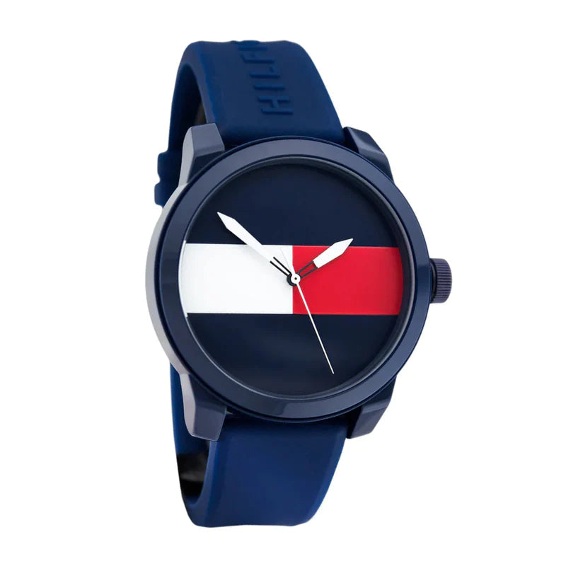Tommy Hilfiger Denim Quartz Blue Dial Blue Rubber Strap Watch for Men - 1791322