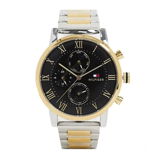 Tommy Hilfiger Analog Black Dial Two Tone Steel Strap Watch for Men - 1791539