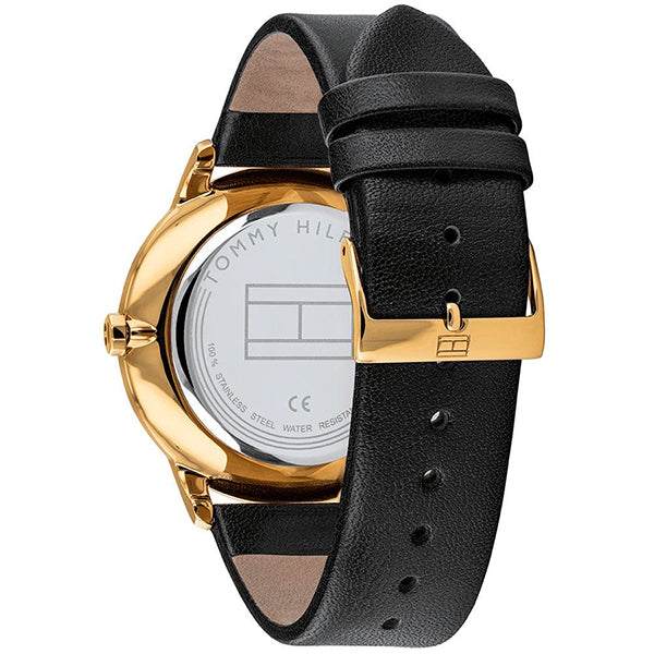 Tommy Hilfiger Hunter White Dial Black Leather Strap Watch for Men - 1791606
