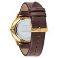 Gucci Grip Quartz Yellow Gold Dial Maroon Leather Strap Watch For Women - YA157405