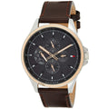 Tommy Hilfiger Shawn Multifunction Grey Dial Brown Leather Strap Watch for Men - 1791615