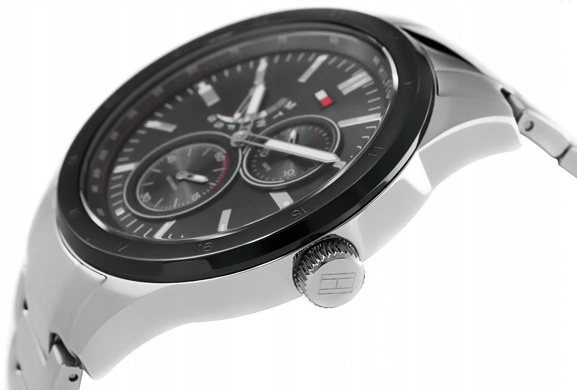 Tommy Hilfiger Austin Black Dial Silver Steel Strap Watch for Men - 1791639