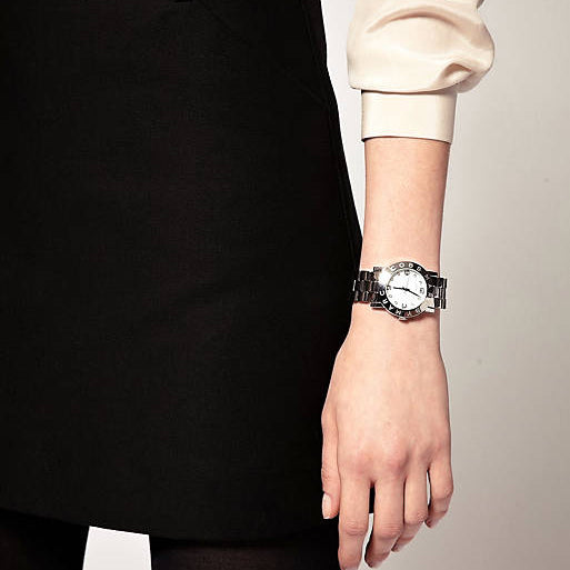 Marc Jacobs Amy White Dial Silver Steel Strap Watch for Women - MBM3054