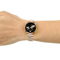 Emporio Armani Gianni T Bar Black Dial Rose Gold Steel Strap Watch For Women - AR11206