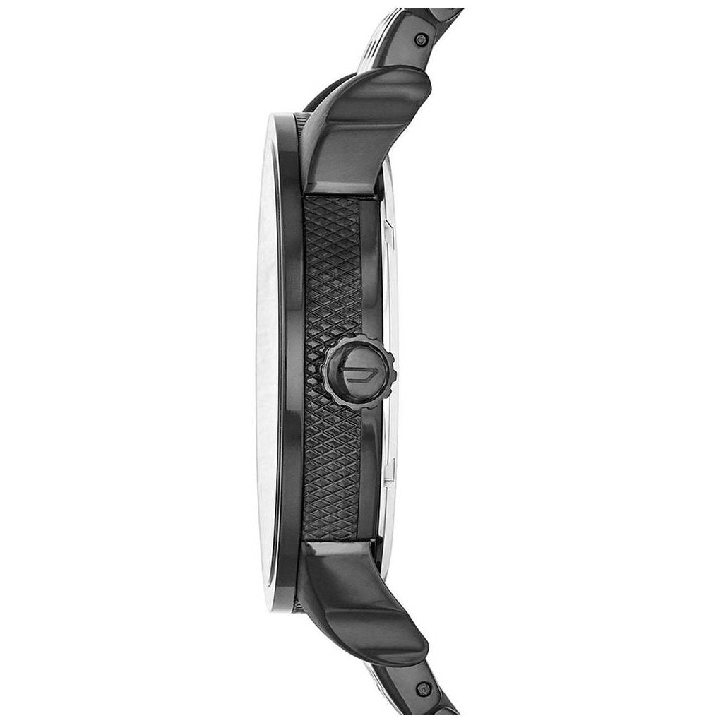 Diesel Mini Daddy Dual Time Black Dial Black Stainless Steel Strap Watch For Men - DZ7316