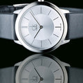 Calvin Klein Minimalist White Dial Black Leather Strap Watch for Men - K3M211C6