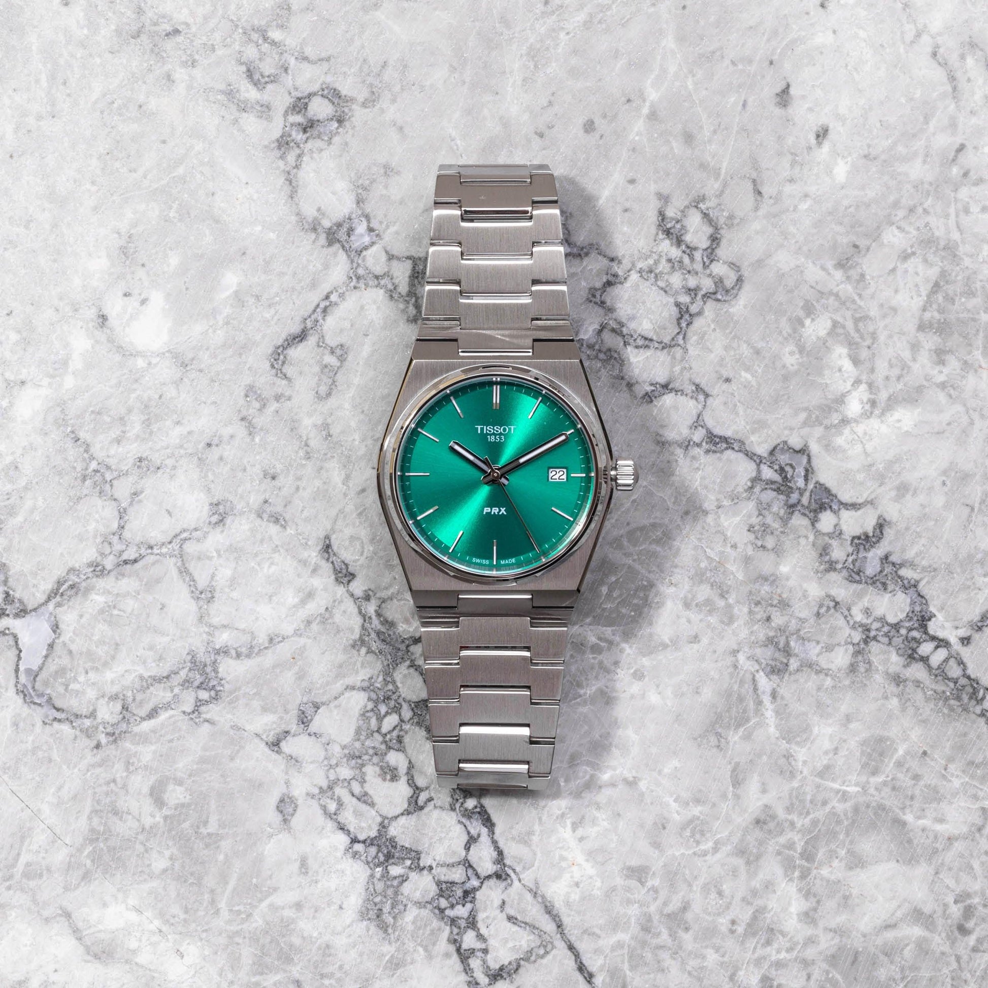 Tissot PRX Green Dial Silver Steel Strap Watch for Women - T137.210.11.081.00