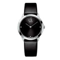 Calvin Klein Minimal Black Dial Black Leather Strap Watch for Men - K3M221CS