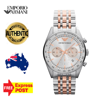 Emporio Armani Sportivo Chronograph Silver Dial Two Tone Steel Strap Watch For Men - AR5999