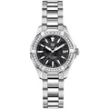 Tag Heuer Aquaracer Quartz Diamonds Black Dial Silver Steel Strap Watch for Women - WAY131P.BA0748