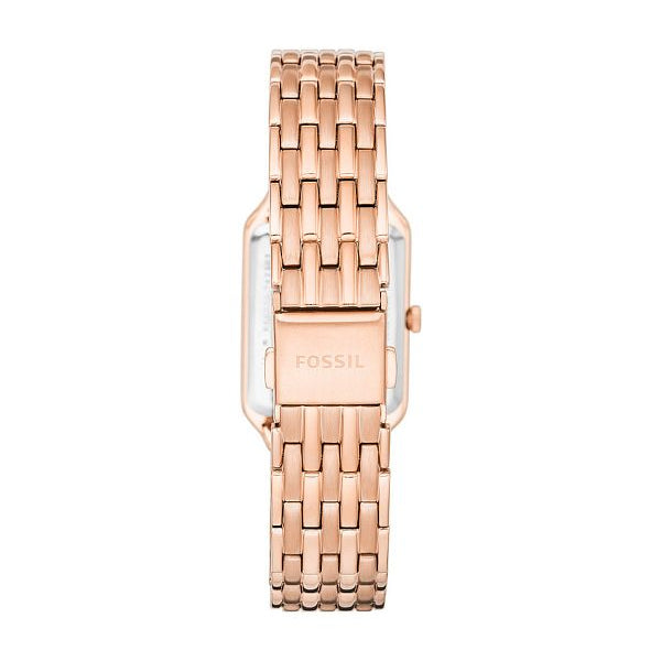 Fossil Raquel Three Hand Date White Dial Rose Gold Steel Strap Watch For Women - ES5271