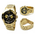 Marc Jacobs Rock Chronograph Black Dial Gold Steel Strap Watch for Women - MBM3253