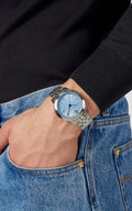 Versace V-Urban Light Blue Dial Silver Steel Strap Watch for Men - VELQ00419