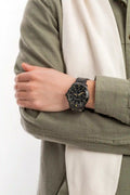 Michael Kors Cunningham Chronograph Black Dial Black Steel Strap Watch For Men - MK7157