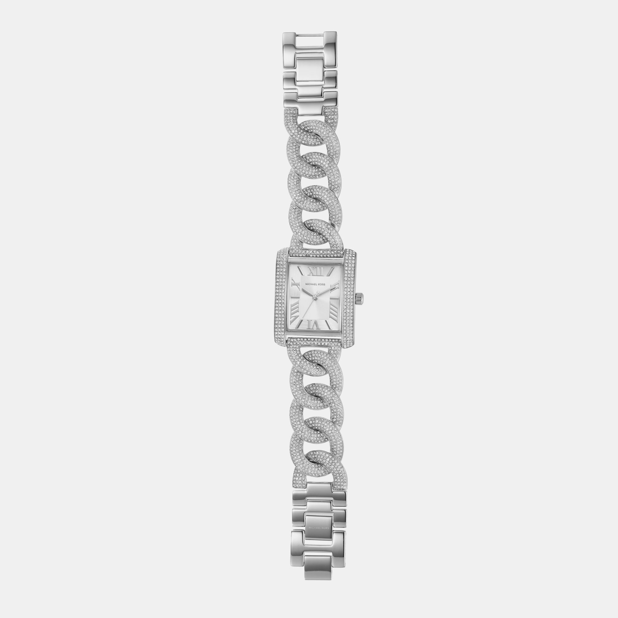 Michael Kors Emery Three Hand Silver Dial Silver Steel Strap Watch For Women - MK7299