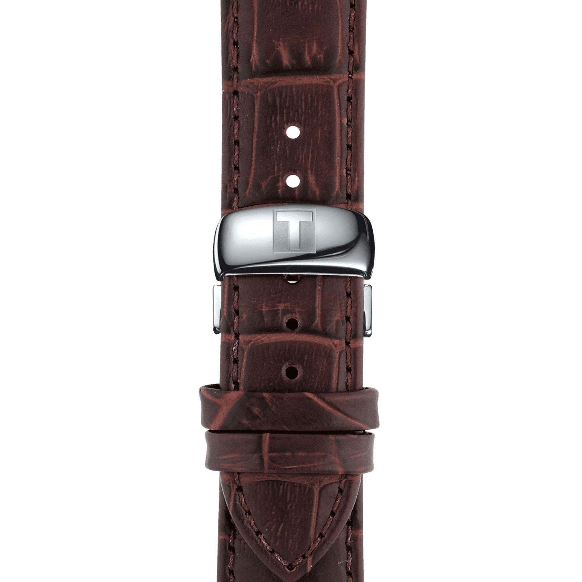 Tissot T Classic Tradition White Dial Brown Leather Strap Watch For Men - T063.610.16.037.00