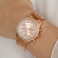 Michael Kors Ritz Chronograph Rose Gold Dial Rose Gold Steel Strap Watch for Women - MK6357