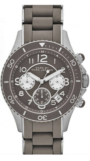 Marc Jacobs Rock Chronograph Grey Dial Grey Silicone Strap Watch for Women - MBM2595