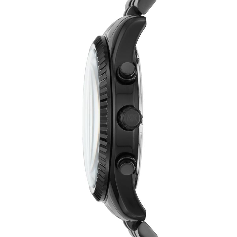 Michael Kors Lexington Chronograph Black Dial Black Steel Strap Watch For Men - MK8591