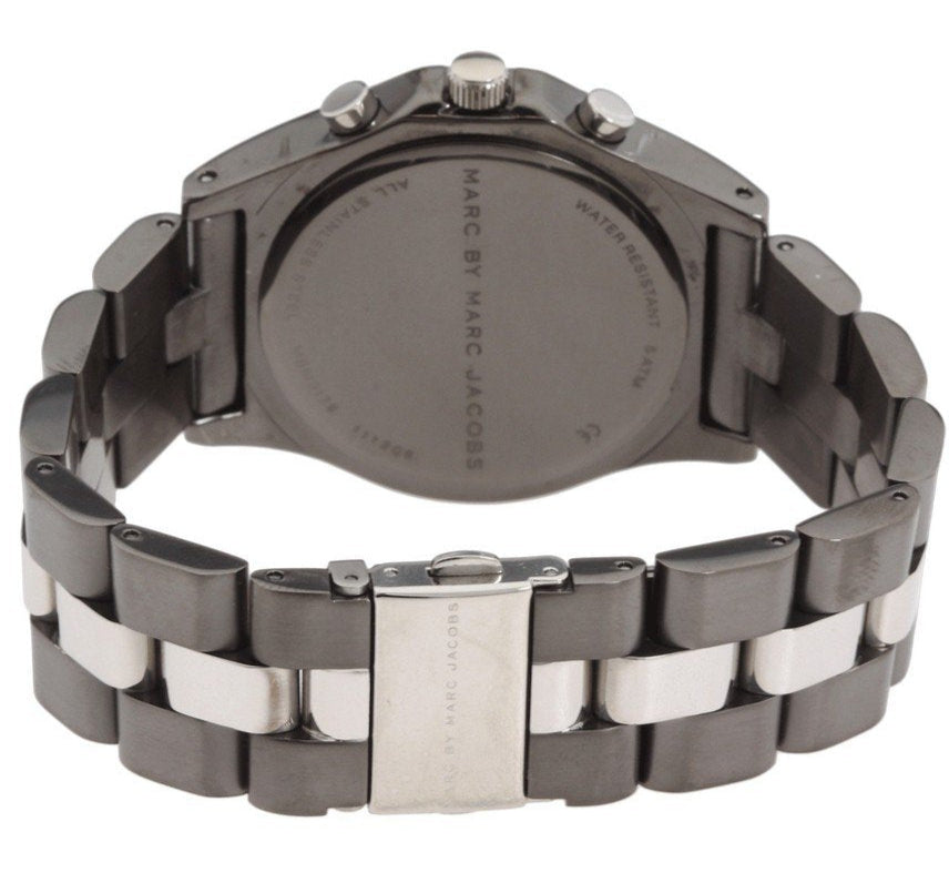Marc Jacobs Blade Chronograph Black Dial Two Tone Steel Strap Watch for Women - MBM3179
