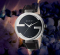 Gucci Interlocking G Iconic Black Dial Black Leather Strap Watch For Men - YA133205