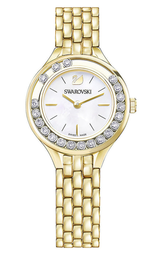 Swarovski Lovely Crystals White Dial Gold Steel Strap Watch for Women - 5242895