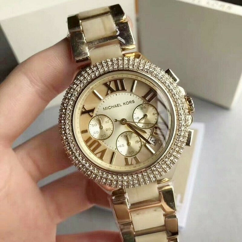 Michael Kors Camille Gold Dial Gold Steel Strap Watch for Women - MK5902