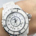 Chanel J12 Diamonds Ceramic White Dial White Steel Strap Watch for Women - J12 H1628