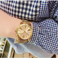 Michael Kors Hartman Quartz Gold Dial Gold Steel Strap Watch For Women - MK3490