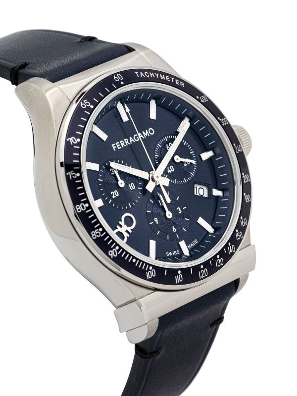 Salvatore Ferragamo 1927 Chrono Analog Blue Dial Blue Leather Strap Watch for Men - SFKZ00223