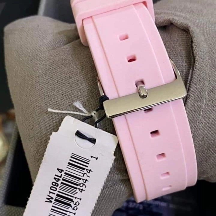Guess White Dial Pink Silicone Strap Watch For Women - W1049L4