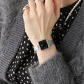 Daniel Wellington Quadro Studio Black Dial Silver Mesh Strap Watch For Women - DW00100522